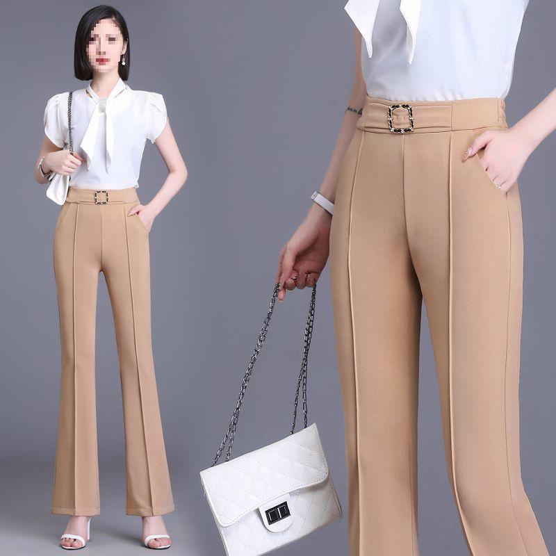 Women's High-Waisted Slimming Wide-Leg Pants - Stylish, Comfortable, Slight Flare, Autumn Casual Wear
