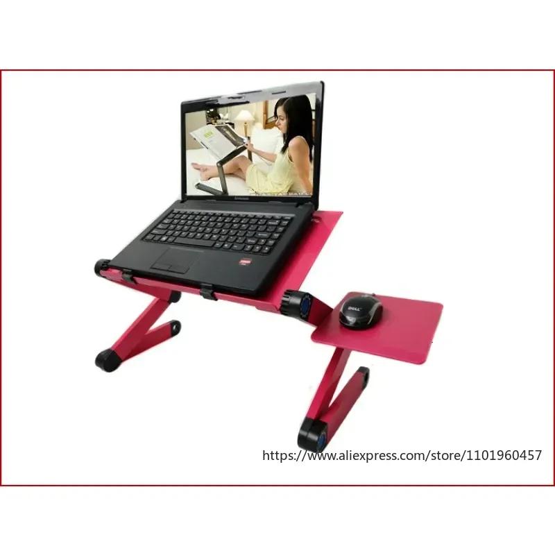 Aluminum Alloy Folding Computer Desk with Cooling Fan for Laptop Notebook Stand and Tablet Portable Bed Tray Table