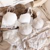 Sexy 1/2 Cup Push Up Bra Set Women Lace Flowers Embroidery Underwear Wire Free Thickened Cup Romantic Detachable Strap Lingerie