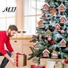 Wooden Christmas Tree Ornaments 24/36Pcs Gingerbread House Ornaments, Xmas Decor with Rope, Indoor Party Decorations Hanging for Holiday New Year Home