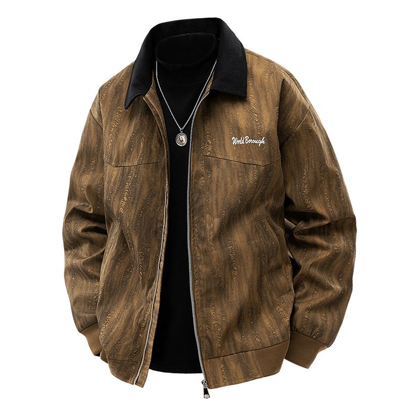 Gemütliche Mode bedruckte Farbabstimmung quadratischer Kragen Jacke Fett Übergröße Überfett Lockerer Freizeitmantel für Herren