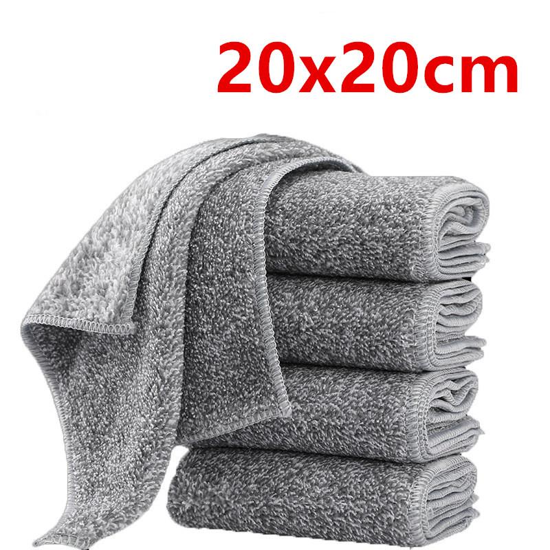 

1/20 шт. Серые утолщенные супервпитывающие салфетки из бамбукового угля, маслостойкие кухонные салфетки, салфетки из микрофибры для уборки 1pcs