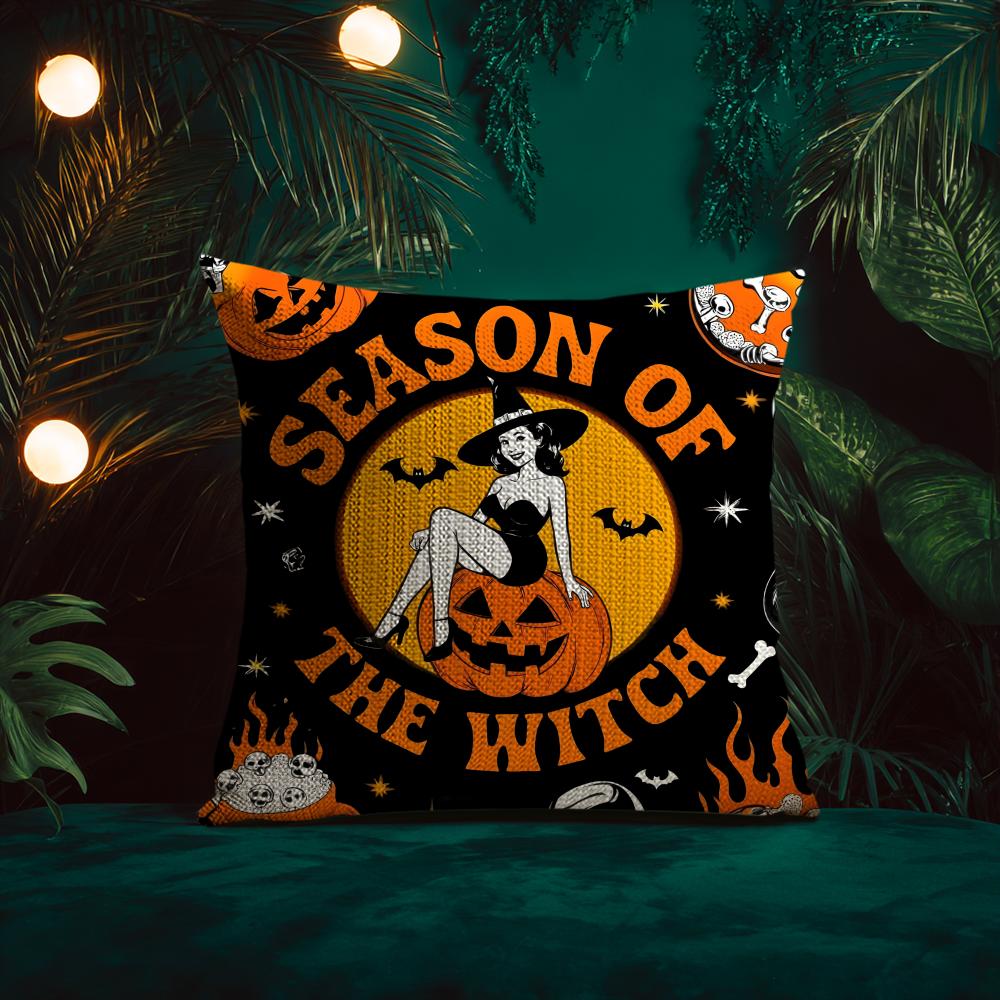 Halloween Childrens Trick Oral Happy Patterns Cushion Cover Silky Elegant Comfort Sofa Bed Invisible Zipper Beach Pillowcase