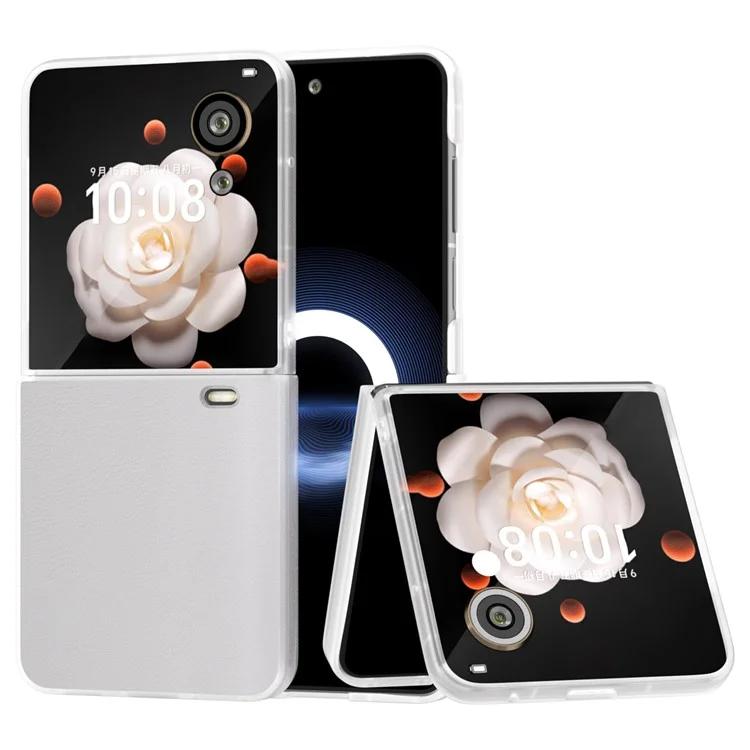 

For Honor Magic V Flip 5G Case Clear Matte Edge PU Leather+PC Folding Phone Cover