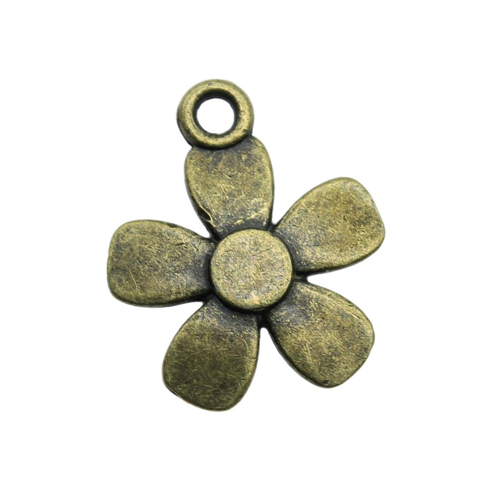 Simple Flower Charms Antique Alloy Pendants For Minimalist Floral Jewelry