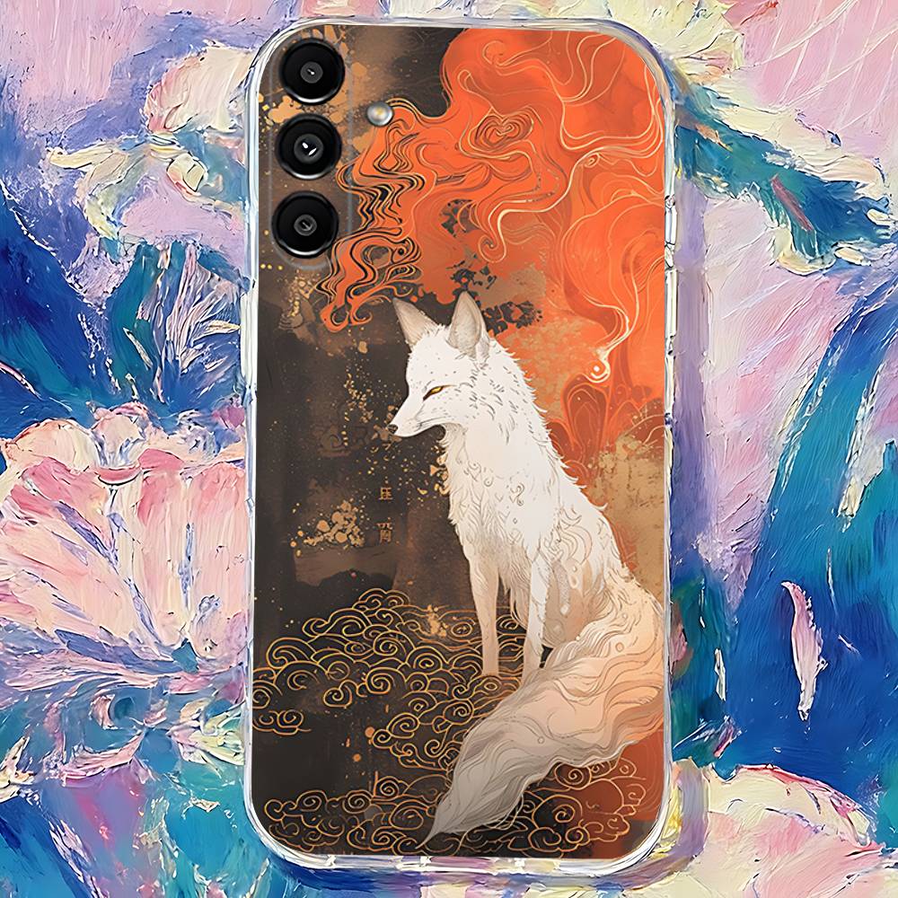 Cartoon Kawaii cute fox Phone Case For Samsung S30,S25,S24,S23,S21,S22,S20,S10,5G,FE,lite,PIus,Ultra Transparent Cover