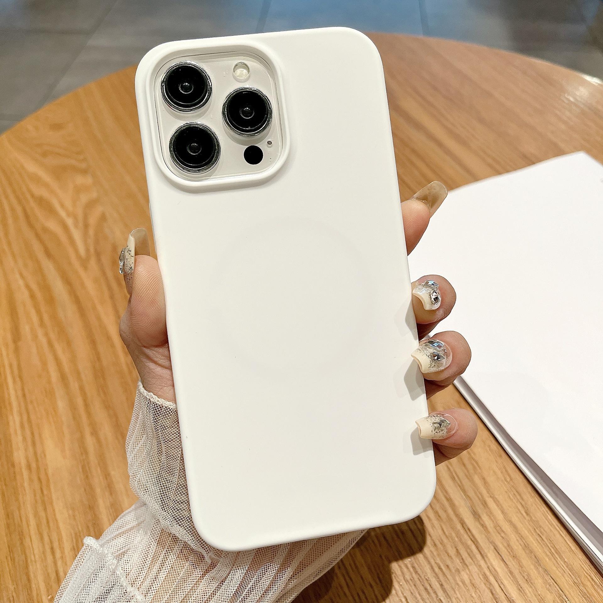 

Applicable to Apple 16promax mobile phone case magsafe magnetic suction liquid silicone all-inclusive anti-drop protection IPhone12Promax чистий білий колір