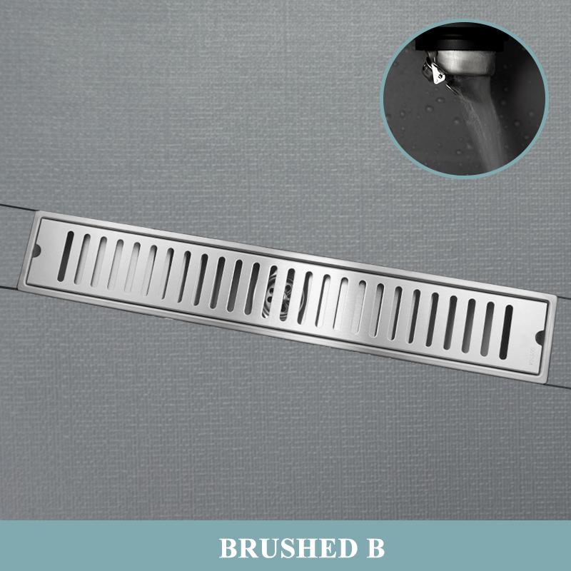 Brushed Rose Gold Floor Drain SUS304 Floor Conceal Drain 30CM/60CM Long Drainage Channel Drain for Hotel Bathroom Kitchen Floor