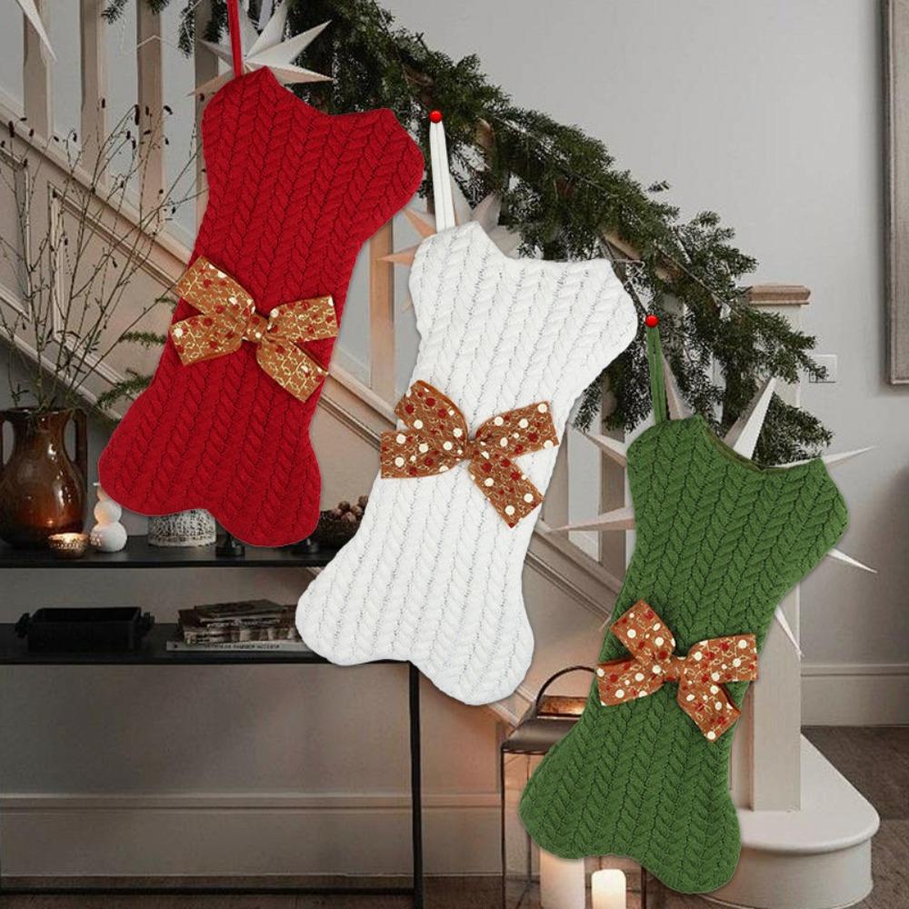 Exquisite Xmas Tree Ornament Portable Candy Stockings Creative Dog Bone Christmas Ornament  Gift