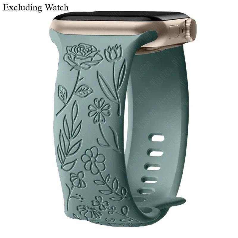 

Rose Pattern Engraved Silicone Band for Apple Watch Series 11 42/44/45/46/49mm