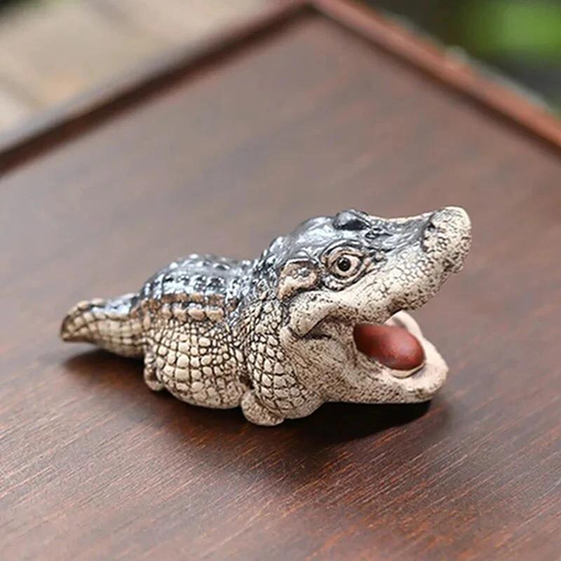 Cartoon Abstract Hippopotamus Resin Ornament Yoga Hippopotamus Crocodile Statue Home Office Desktop Ornament Decorative Item