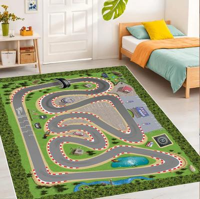 Rennstrecke Spielteppich Kinder Spielzimmer Kilim Basis Rennstrecke Zimmerteppich Rutschfeste Auto Spielmatte Wohnzimmer Schlafzimmer Heimdeko Teppich