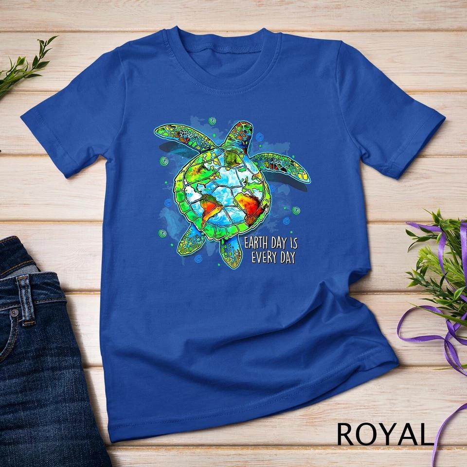 Earth Day Is Every Day Funny Sea Turtle Animal Saving Earth Unisex T-shirt 6 3XL