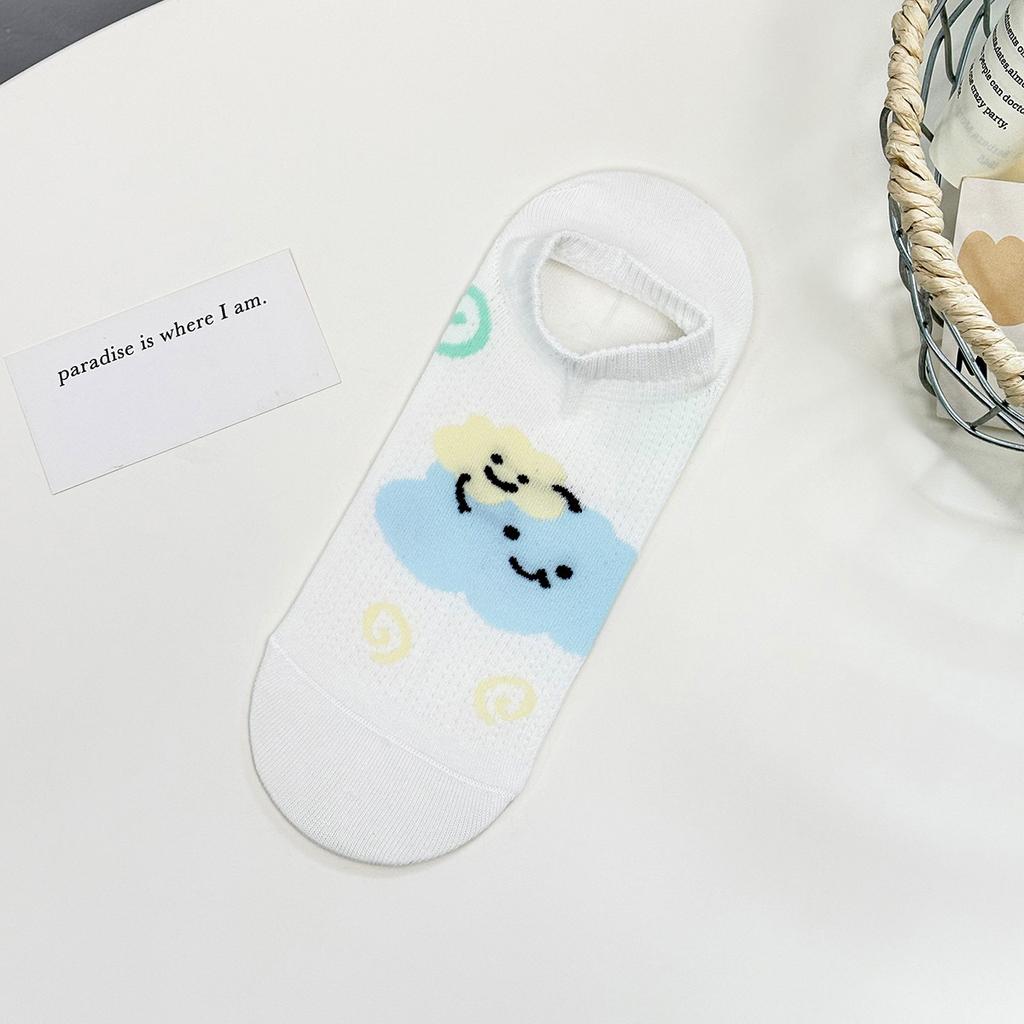 Socks Thin Boat Socks Mesh Breathable And Comfortable Cotton Socks Small Fresh Pattern Single Needle Boneless Antibacterial Deodorant