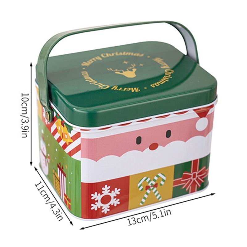 2pcs Christmas Decoration Candy Boxes with Convenient Carry Handle Sweets Storage Solution Handheld Candies Holder
