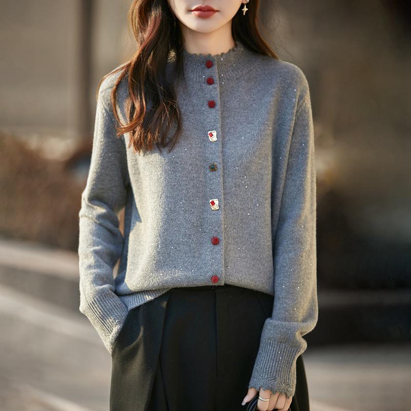 2026 Colorful Women's Slimming Knit Button Cardigan, Plus Size Autumn/Winter Sweater Coat