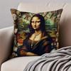 Creative Abstract Funny Art M-Mona Lisa Cushion Cover Pillowcase Anti-Dustmite Invisible Zipper Short Plush Sofa Cushion