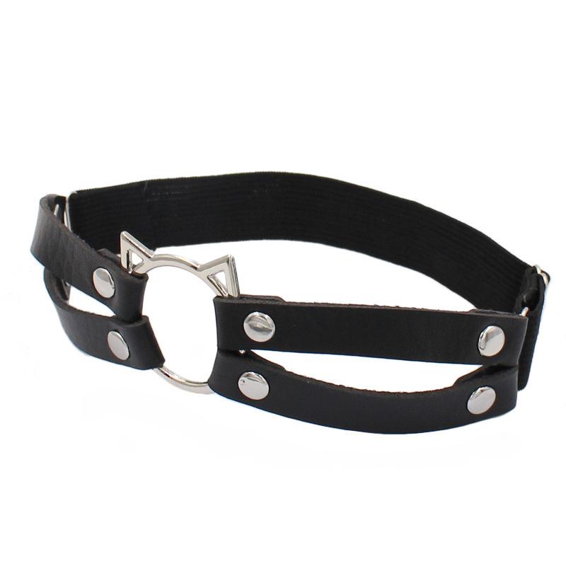Harajuku Cat Head PU Leather Leg Garter Clip