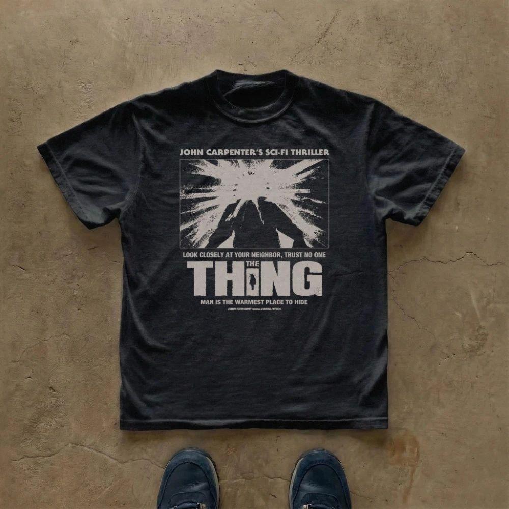 Vintage Y2k Tops The Thing Movie Poster T-shirt John Carpenter Horror Film Tee Graphic Print Casual Clothing All-Season Unisex