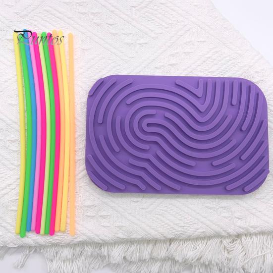 Sensory Activity Board Calming Stress Relief Colorful Silicone Stick Fidget Toy Fine Motor Skill Development Educational Busy Board Game Kids Adults