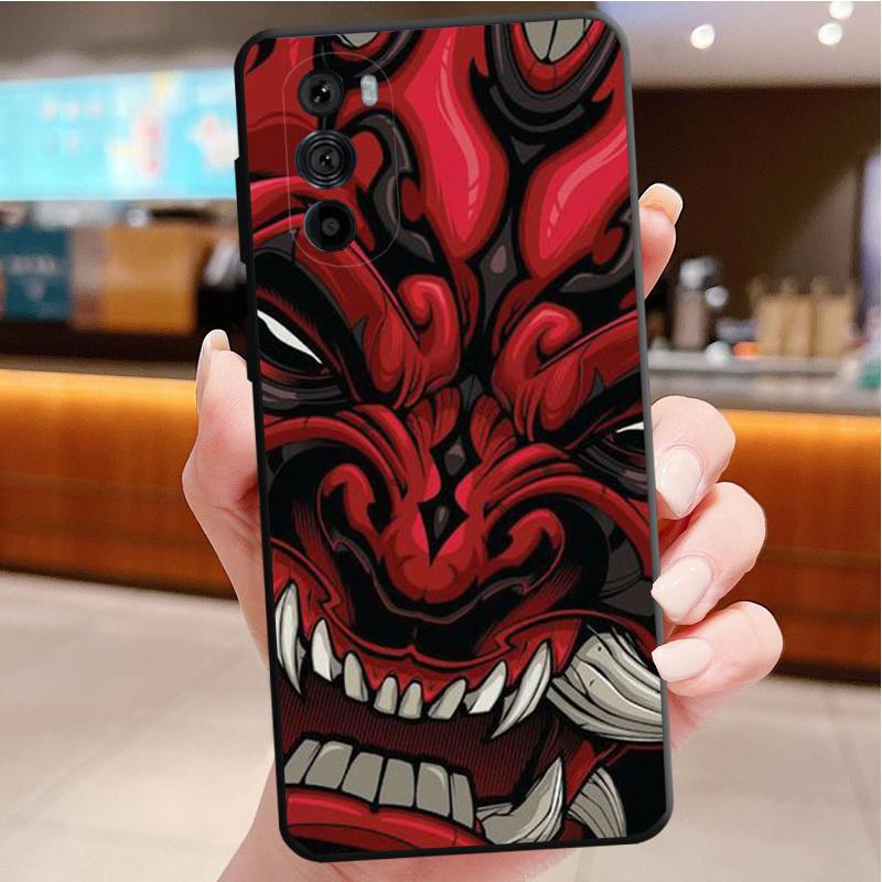 

Phone Case For Moto G Stylus 5G G Play G35 G45 G54 G24 G86 G04S E13 E14 E32 E32S Japanese Samurai Oni Mask Moto E32 E32S