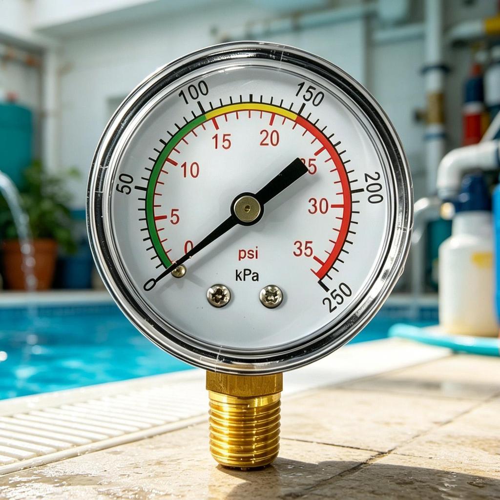 0-35 PSI Pool Pressure Gauge, Accurate Easy-Read Color Dial, Durable Replacement for Pool Filter Spa Hot Tub Water Pump