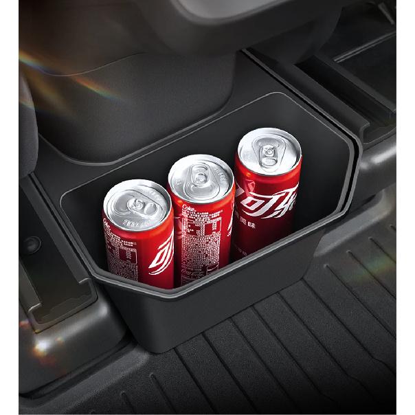 For Tesla Model Y Juniper TPE Rear Center Console Storage Box Organizer Box with Cover Trash Can Under Seat Car Accessories