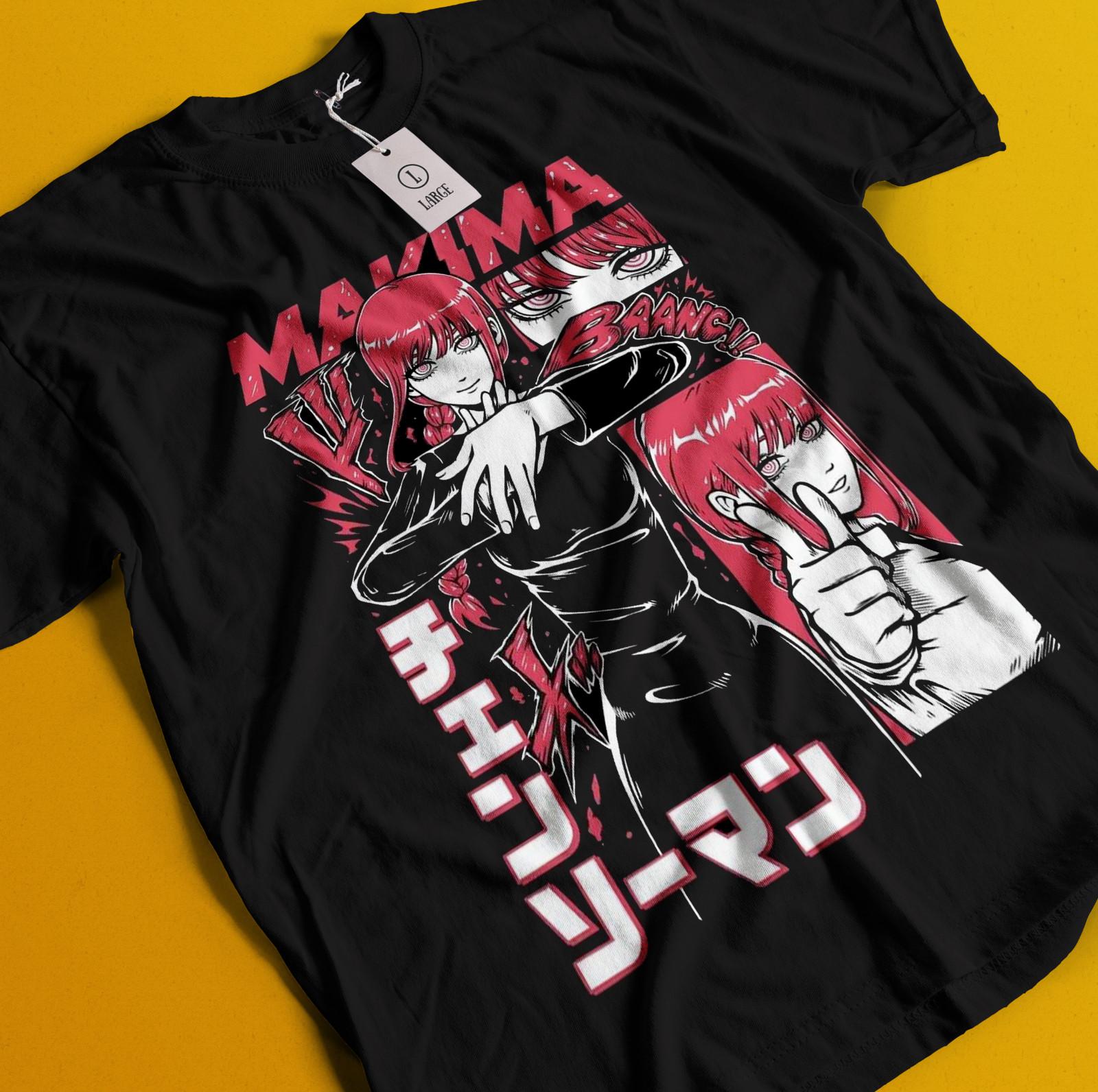

Человек-бензопила Макима Футболка Мужская Женская Футболки Топ Аса Аки Аниме Дендзи Рубашка Пауэр Футболка Все Размеры Футболка S