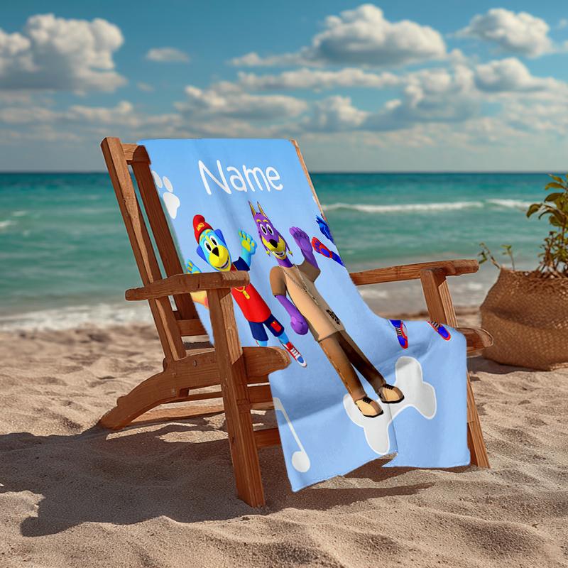 Custom Name Ultra-Soft Beach Towel with Doggyland Theme,Ideal for Pool - Camping, Diving - Perfect Travel Essential, Vibrant Beach Towel.