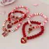 5pcs Valentine's Day Soft Clay Bead & Heart Charm Bracelets - Elastic Stretch Beads, Love Token Gift for Couples,Year-Round Wear