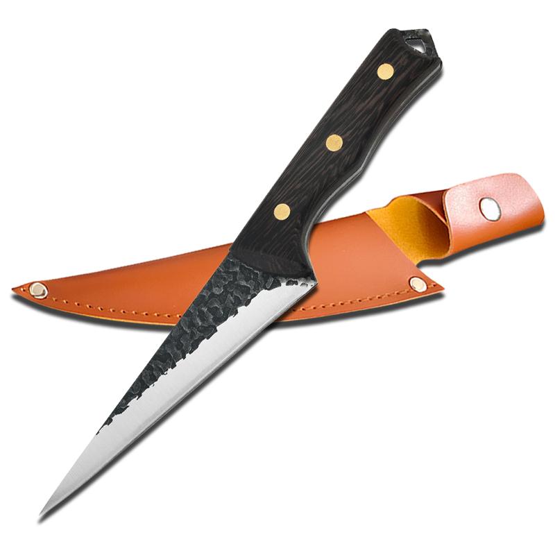 

Кухонные ножи ручной работы для разделки мяса, мясницкий нож, поварской нож для мяса, кованый универсальный нож с ножнами