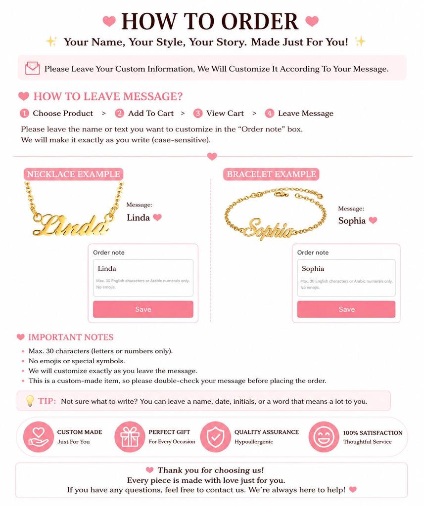 Customized Pearl Name Bracelet Waterproof Stainless Steel Personalized Script Nameplate Adjustable Chain