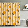 Modern Style Lemon Print Bath Shower Curtain Set for Bathroom Decor Orange Yellow Floral Pattern Made with Waterproof Polyester