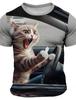Funny Cat Tshirt For Men Graphic Short Sleeve T Shirts Harajuku Street Animal Personality Design 2025 Fashion Tee Tops Summer