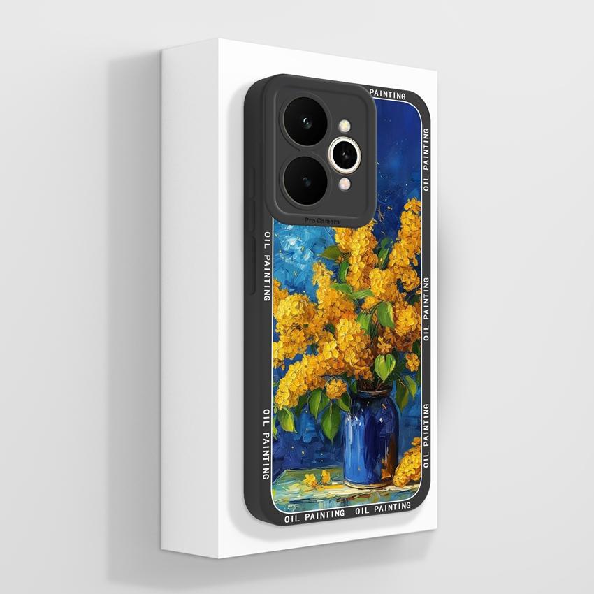 For Oppo Realme 15 C71 C65 C53 C51 A5 A5x Reno11 14 Pro Phone Case Beautiful Golden Lotus Pattern Dustproof Durable Shell For Oppo Silicone Soft Cover