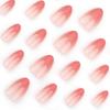 24 Pcs French Tip Stick On Nail Simple False Nail Short Almond Press On Nail Gradient Artificial Nail for Woman