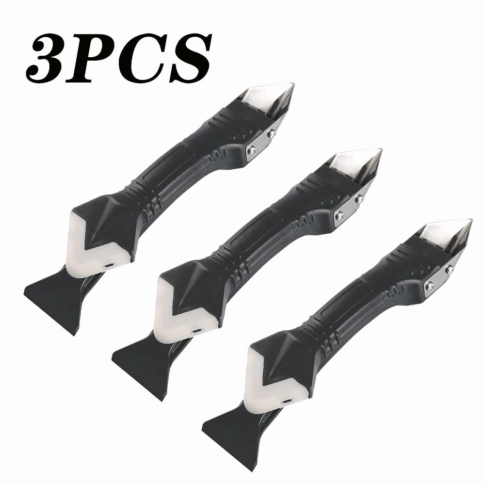 Professional Grout and Caulk Removal Tool Kit with Metal Scraper and Silicone Spatula for Tile Corner and Seam Cleaning
