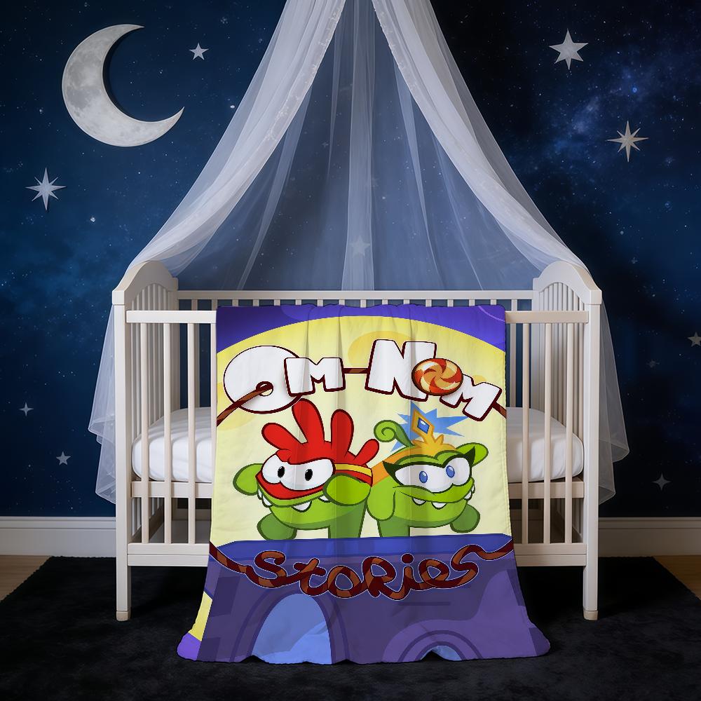 Süße Cartoon-Spiel-lustige O-Om N-Nom Decke Super Warm Bequem Plüsch Überwurfdecke Kind Zuhause Sofa Schlafzimmer Geschenk