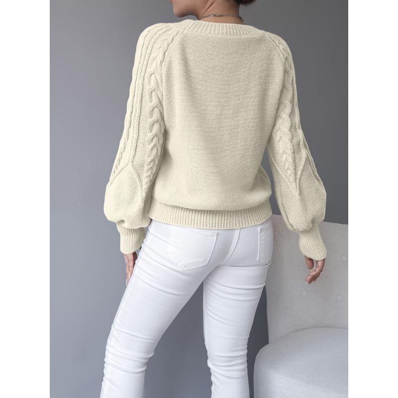 Women'S Chunky Sweater - Beige/Neutral-Toned Sweater for Fall/Winter, Cozy Sweater for Everyday & Formal Outfits, Women'S Sweater Clothing