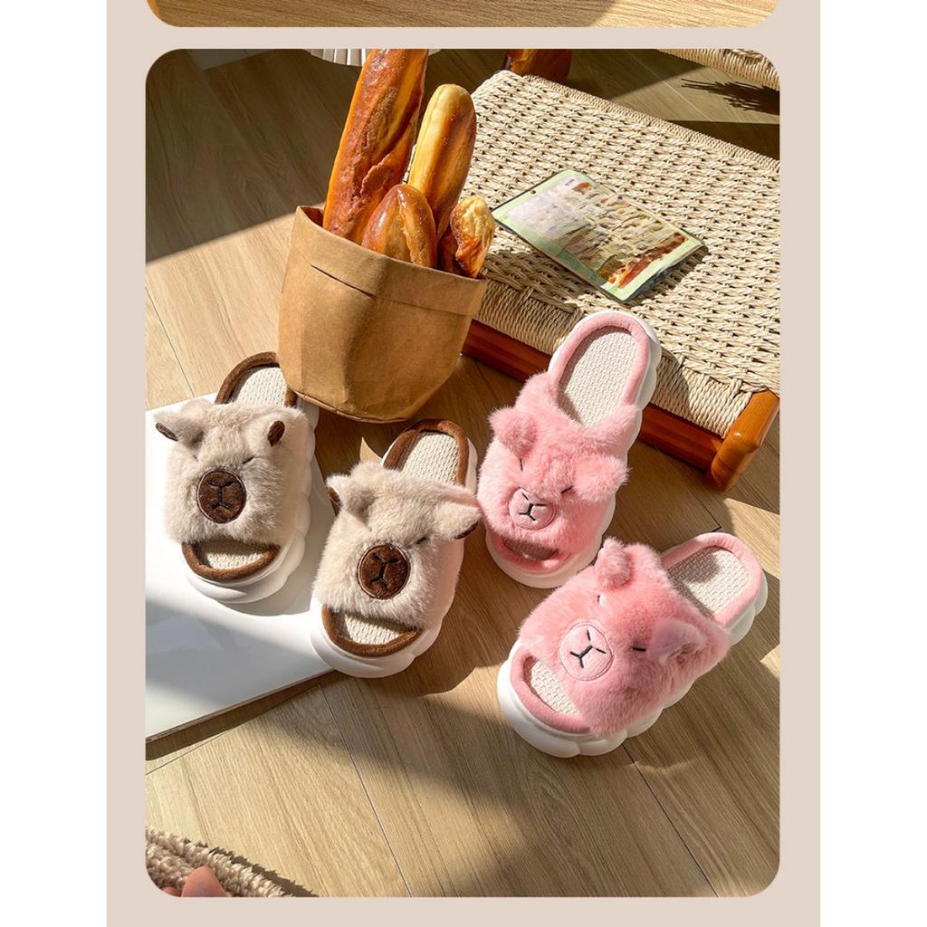 Urocze lniane kapcie Pufferfish dla rodziców i dzieci na cztery pory roku do domu, wchłaniające pot do użytku w pomieszczeniach, dekoracja domu