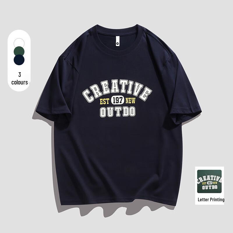 JIAOXIU Men s Letter Print Loose Fit T-Shirt M