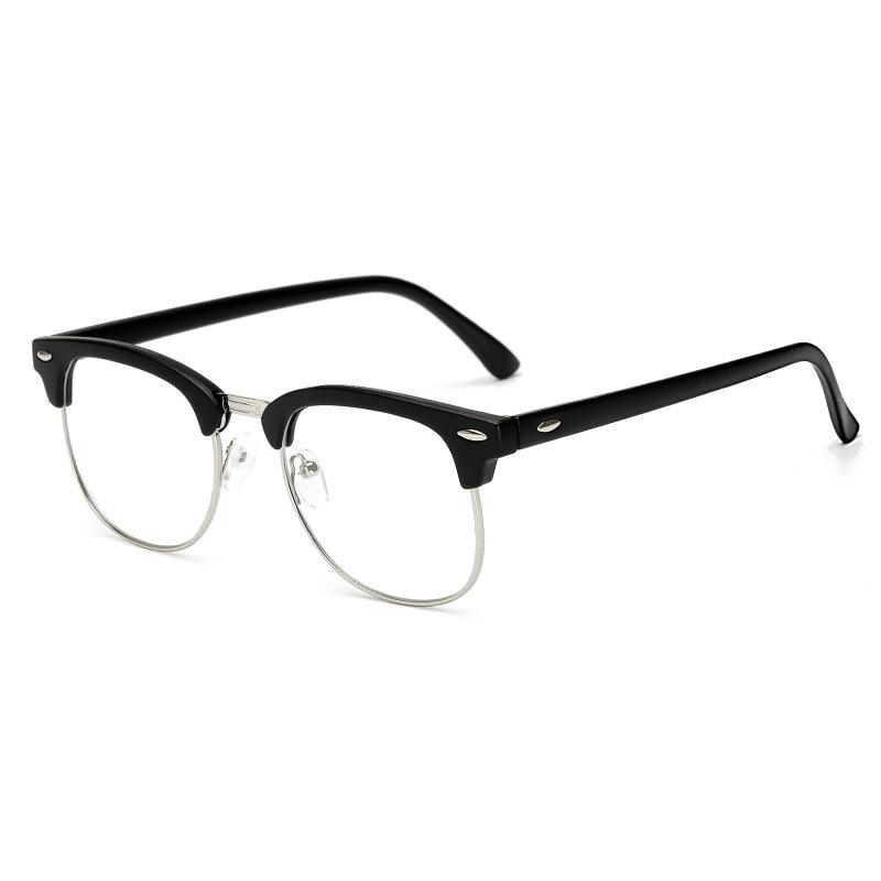 Half-frame rice nail frame anti-blue flat light glasses men's and women's goggles can be equipped with myopia glasses frame literary style