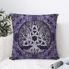 Tree Of Life With Triquetra Amethyst And Silver Square Pillowcase Cushion Cover Pillow Case Throw Pillow Cover for Home Sofa
