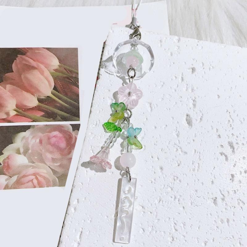 Versatile Resin Jellyfish Wind Chime Phone Strap Accessory Beaded Craft Customizable Charm For Bags Cameras