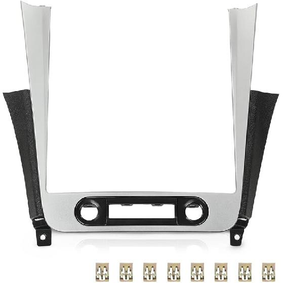 PIT66 Dash Radio Bezel Trim Vent Compatible with Chevy Malibu 2008-2012 Silver Black