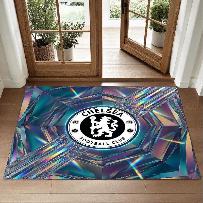 Chelsea FC Design Crystal Velvet Rug Soft Decorative Mat for Bedroom Entrance