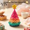 Christmas Tree Desktop Ornament Spiral Fidget Toy, 3D Printed Mini Xmas Stress Relief Cone Ornament, Toy for Desk Decoration