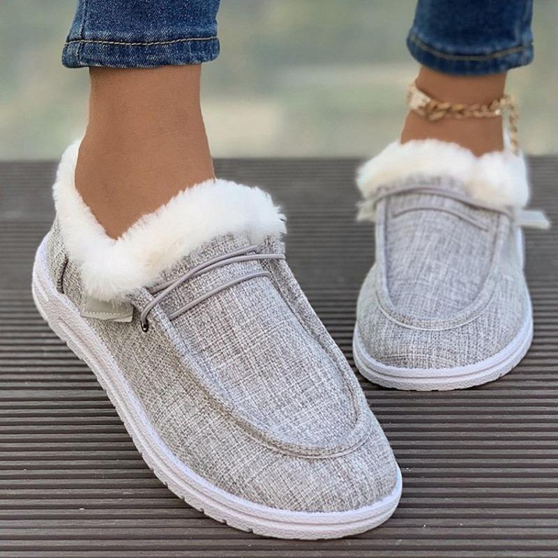 Winter new large size velvet warm women's shoes flat bottom round head one pedal casual shoes women