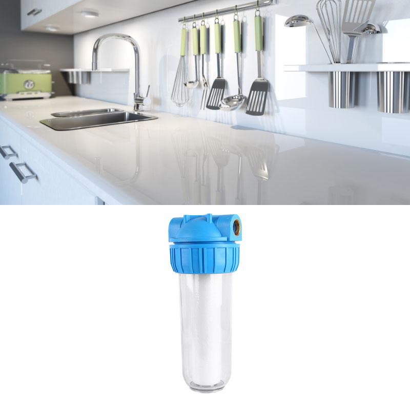 10palcové pouzdro vodního filtru s průhledným filtrem a 1palcovým mosazným portem pro odstranění nečistot