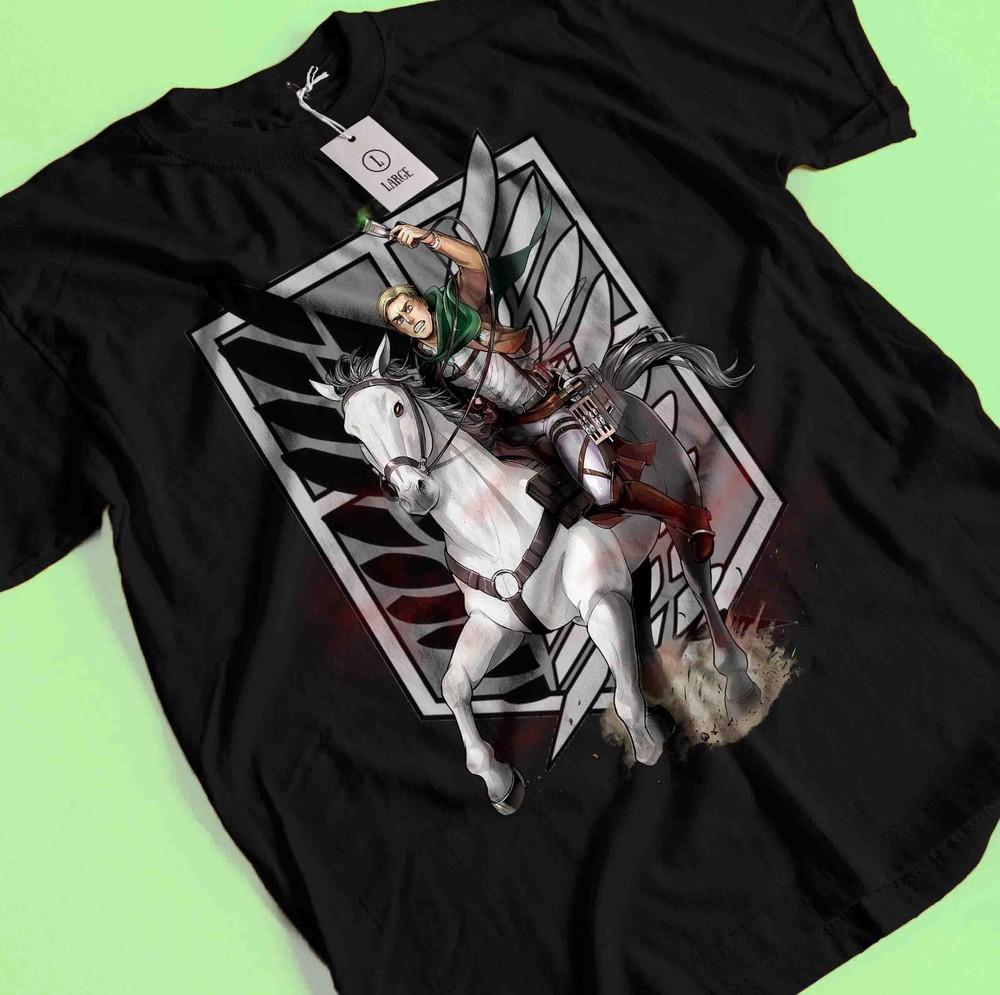

Attack On Titan Shirt Erwin Tshirt Eren Mikasa Levi T-Shirt AOT Hange Armin Tee 2XL